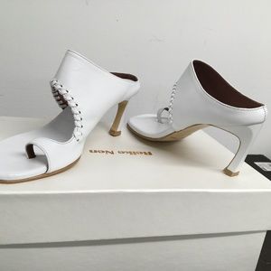 Reike Nen  Turnover Cutout Leather  Mules Sandals